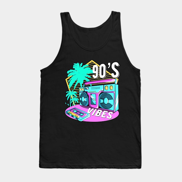 90s Vibes Outfit Retro Aesthetic 1990s Costume Retro Party Tank Top by MerchBeastStudio